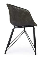 Chaise en éco-cuir anthracite vintage Warhol