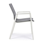 Chaise D'extérieur En Aluminium Blanc Avec Coussin Gris Foncé Odeon 55.5X60 H83 Cm