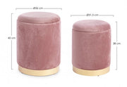 Lot de 2 Poufs en velours avec contenant POLINA Rose Antique