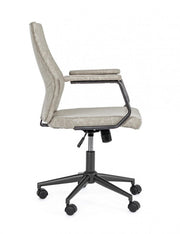 Fauteuil de bureau à dossier bas en éco-cuir gris clair Jamie