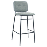 Tabouret en simili cuir gris avec pieds noirs Confortable et moderne