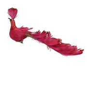 Paon plume rouge avec clip cm30x5h11