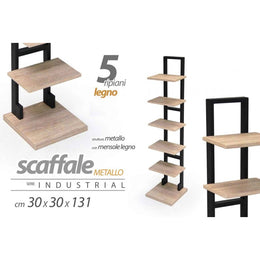 Étagère industrielle urbaine en bois et en métal mince cm 30 x 30 x 131 h