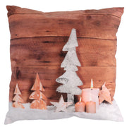 Coussin tissu déco led marron cm40x40