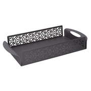 Plateau rectangulaire en métal flèches gris foncé cm41x20h6,5