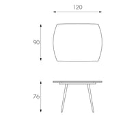 Table extensible en verre trempé avec plateau gris 120/180x90h cm