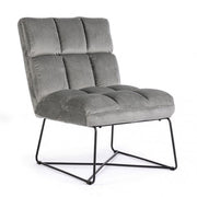 Fauteuil Lizzie en velours gris avec pieds en métal