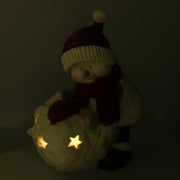 Bonhomme de neige en résine avec boule led blanche cm31,5x20,5h41