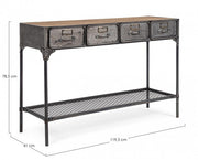 Console Store 4 tiroirs 1 étagère de style industriel