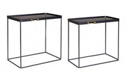 Set de 2 tables basses rectangulaires en acier noir Zeina