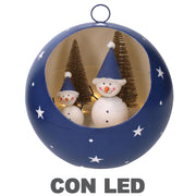 Sphère métallique led bleue cm ø22h22