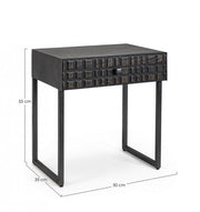 Table basse noire 1 tiroir en bois style industriel 50x35x55