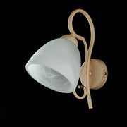 Applique en fer ivoire une lumière Albâtre Abat-jour en verre blanc 22x h25 cm