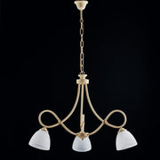 Irous Iron Chandelier Decape Trois lumières Lights en verre blanc 58x H52 cm