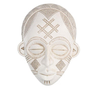 Masque homme africain en résine blanche 16x20,5x8 cm