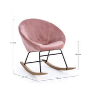 Fauteuil à bascule en velours Vieux Rose ANNIKA 74x77x h74 cm