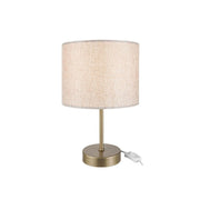 Lampe de table Flora ASZ1496 avec abat-jour cylindrique en tissu sable