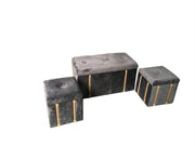 Coffre avec 2 bouffées de velours gris cm80x40h44