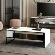 Table basse rectangulaire noire et blanche Concord pour le salon