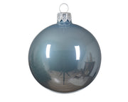 Boule de Noël en verre émaillé bleu voilé ø 6cm