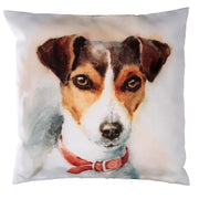 Coussin en tissu avec chien blanc cm43x43