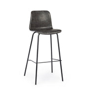 Tabouret de bar acier vintage simili cuir anthracite Kyra 39 x 44 x 103,5 cm