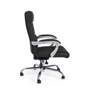 Fauteuil de bureau inclinable Lisbon en similicuir noir avec accoudoirs