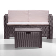 Salon Capri en résine marron 4 mcx avec coussins