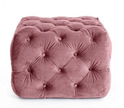 Pouf Evan en velours Blush matelassé