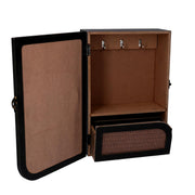 Porte-clés porte en bois noir rectangulaire avec 3 crochets cm20x9,5x29