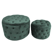 Pouf velours vert sauge 1-2 cm ø70h42