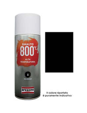 Laque en spray Arexons résistante aux hautes températures en 100% acrylique, couleur noire, format 400 ml.