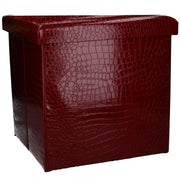 Pouf carré en similicuir rouge cm30x30h30