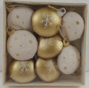 Lot de 8 décorations en métal or blanc cm11x11h2,5