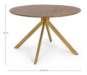 Table en bois de style vintage pour 6 personnes Ø120a - 76h