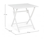 Table d'extérieur pliante en aluminium blanc ELIN 70x70x h71 cm