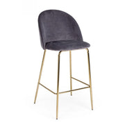 Tabouret Bar Carry en velours gris foncé design contemporain