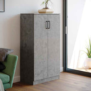 Meuble à chaussures polyvalent bois mélaminé gris ciment 2 portes h130x71x38