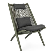 Fauteuil vert Aloha Lounge avec coussins 66x84x98h cm