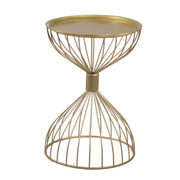 Table basse ronde en métal doré sablier cmø44h62