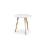 Table basse ronde blanche avec 3 pieds en bois de pin diam.48xh.45 cm