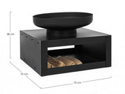 Brasero avec support bois noir Mobilier de jardin Efesto