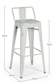 Tabouret haut de tabouret en acier au New Jersey blanc antique 94h cm