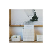 Grand panier élégant en jute avec finition en plastique beige