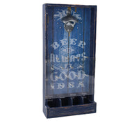 Décapsuleur rectangulaire en bois bleu cm19x38,5x7,5