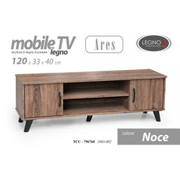 Low Lounge Cabinet TV TV Walnut Porte 120 x 33 x 40 h cm