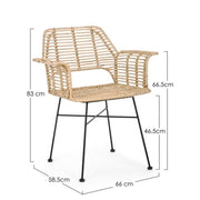 Chaise Tunas avec accoudoirs en fibre naturelle