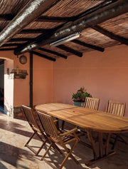 Table d'extérieur extensible ovale en bois d'acacia 150 - 200x90x h74 cm