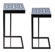 Ensemble de 2 tables basses NEAPOLIS en acier avec plateau en mdf décoré avec impression 62,5h 56h cm