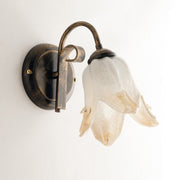 Applique en fer marron doré une lumière Ambre blanc abat-jour en verre 26x h20 cm